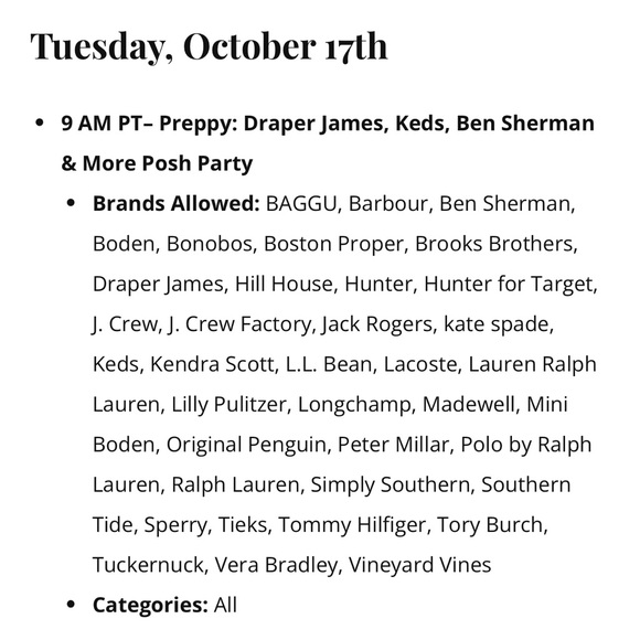 I’m Co-Hosting my 4th Posh Party!“Preppy: Draper James Keds, Ben Sherman & More” - Picture 3 of 4
